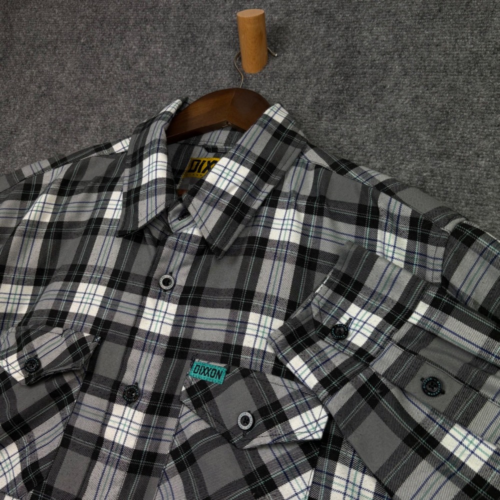 Dixxon Flannel Manhattan Mens XLT Grey Black Plaid D-Tech Button Down Shirt
